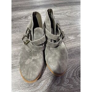 Volcom Women Grey Suede Double Buckle Ankle Booties W4031401 Size 8
